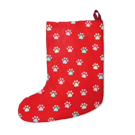 Festive Cat Paw Print Christmas Stockings