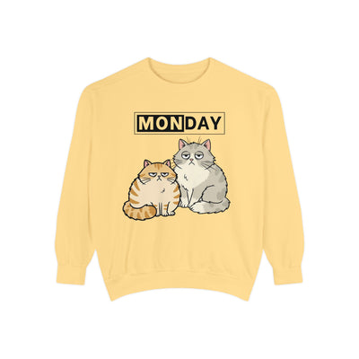 Monday Face Cat Stares Blankly Unisex Crewneck Sweatshirt style 1