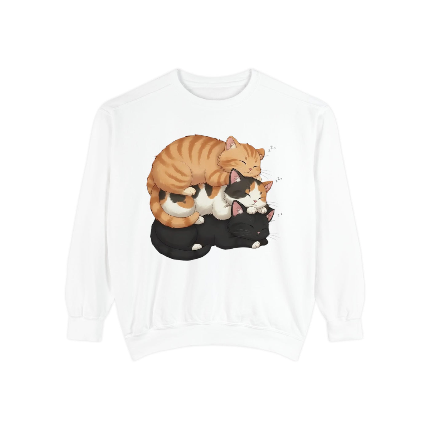 3 Cute Sleeping Cats style 5 Cozy Graphic Unisex Crewneck Sweatshirt
