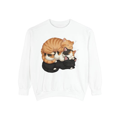 3 Cute Sleeping Cats style 5 Cozy Graphic Unisex Crewneck Sweatshirt