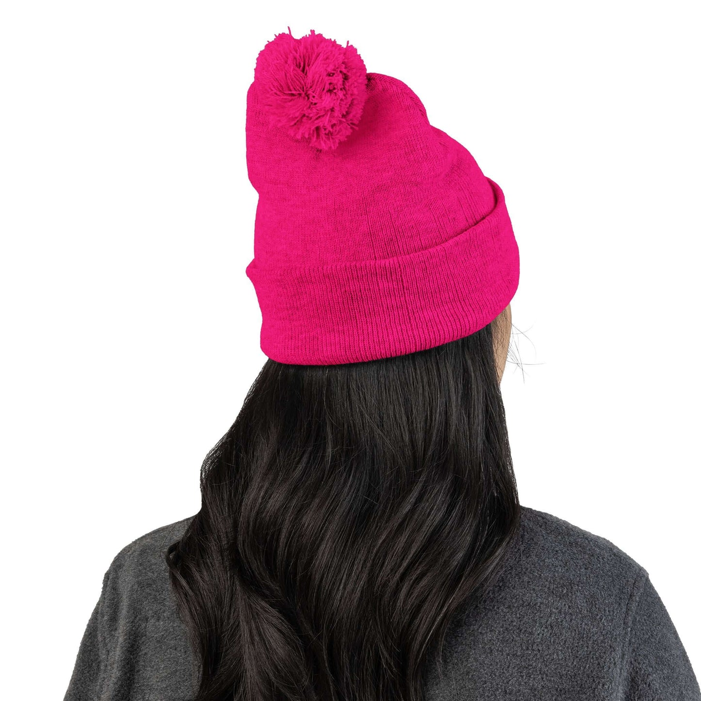 Embroidered Dog Mom Pom-Pom Knit Cap