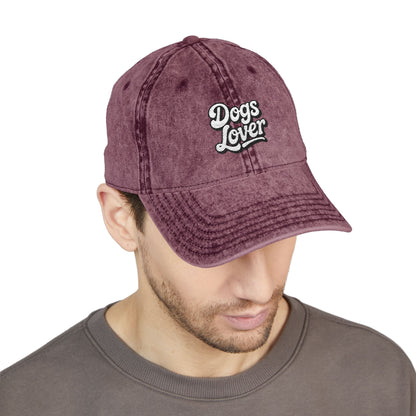 Dogs Lover Vintage Embroidered Cap Dad Hat Grey Words