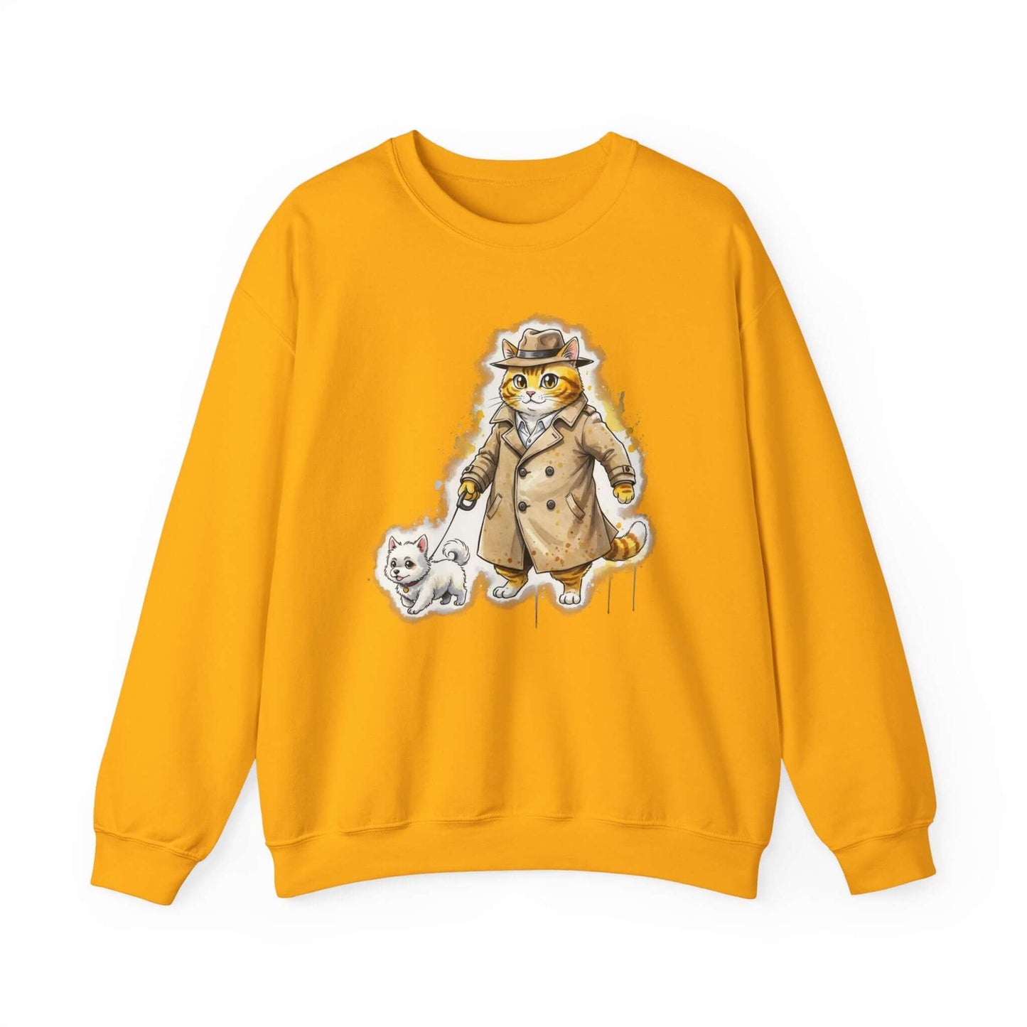 Watercolor Cat & Dog painting Unisex Crewneck Sweatshirt style 1