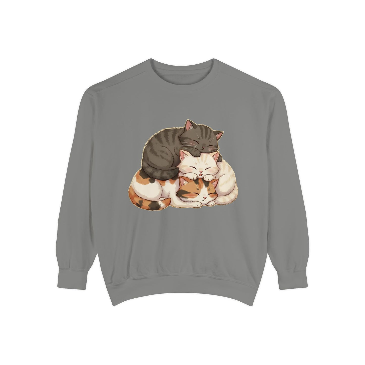 3 Cute Sleeping Cats Cozy Graphic Unisex Crewneck Sweatshirt style 3