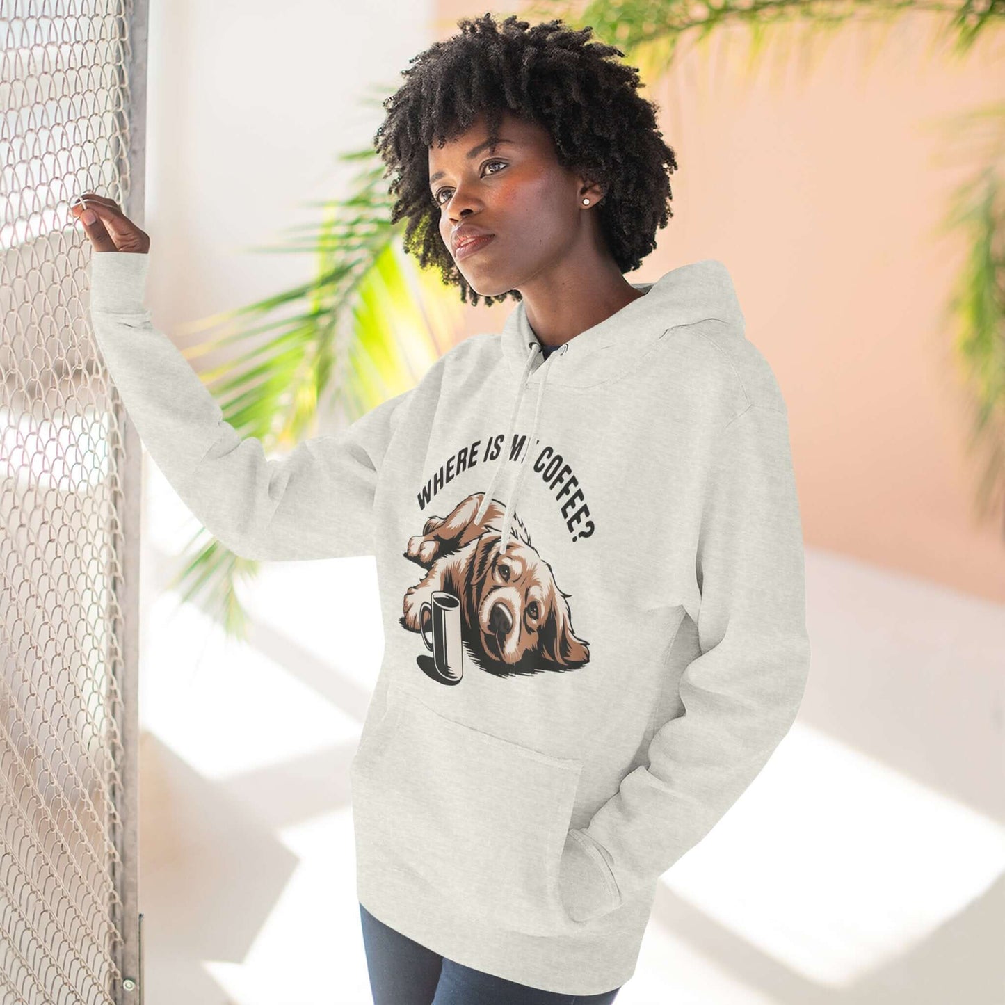 Where is my coffee Coffee-Loving Dog Fleece Pullover Hoodie style 1