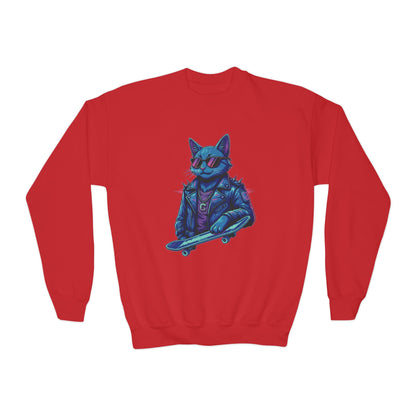 Cool Cat - Cozy Unisex Youth Crewneck Sweatshirt style 2