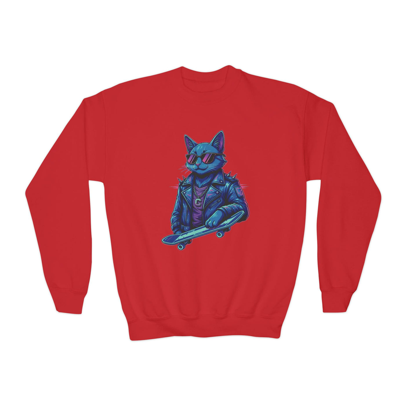 Cool Cat style 2 Youth Crewneck Sweatshirt - Cozy & Cute