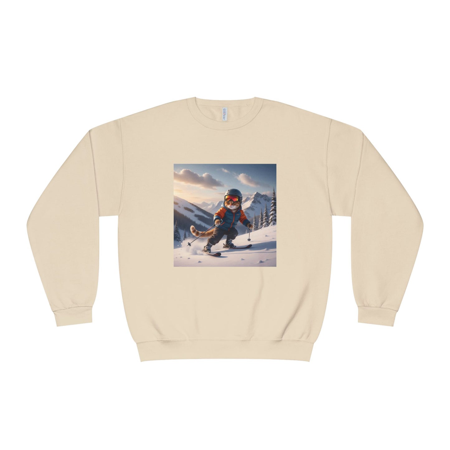 Skiing Cat Graphic Unisex NuBlend Crewneck Sweatshirt