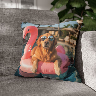 Relaxing Dog Swimming Pillowcase - Cozy Spun Polyester Decorative Pillowcase for Dog Lovers