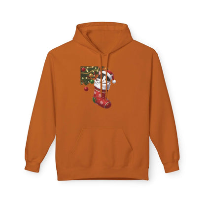 Kitten hiding in Christmas stocking Unisex Fleece Hoodie style 1