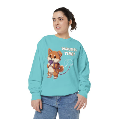 Cute Dog Walk Time style 3 Cozy Graphic Unisex Crewneck Sweatshirt