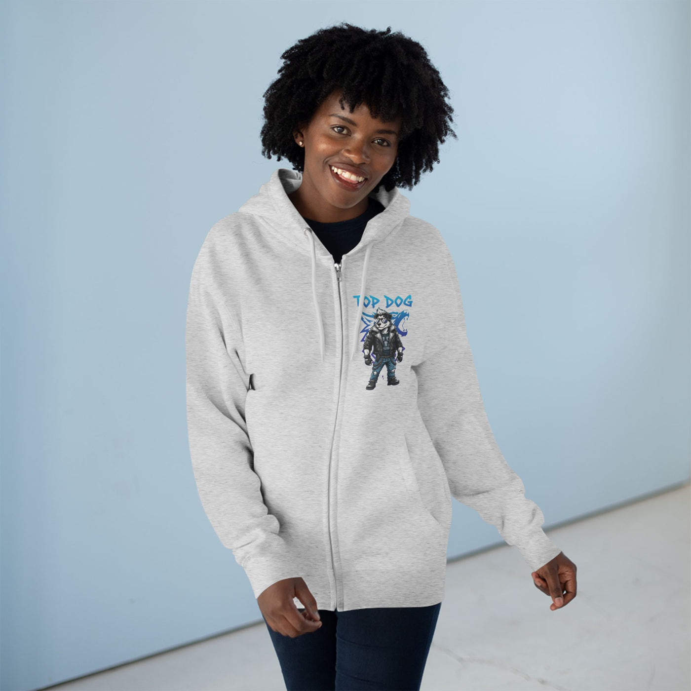 Top Dog Unisex Zip Hoodie, Graphic Hoodie, Streetwear, Animal Lover Gift, Casual Wear, Skater Style