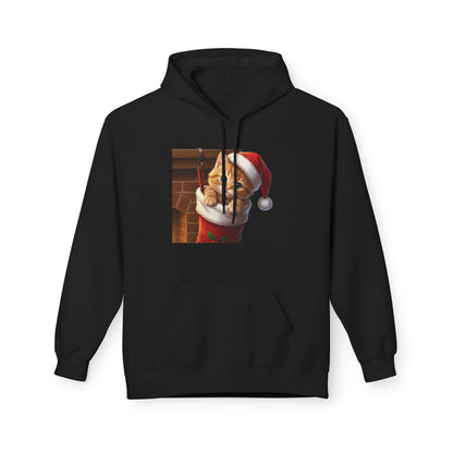Kitten hiding in Christmas stocking Unisex Fleece Hoodie style 4