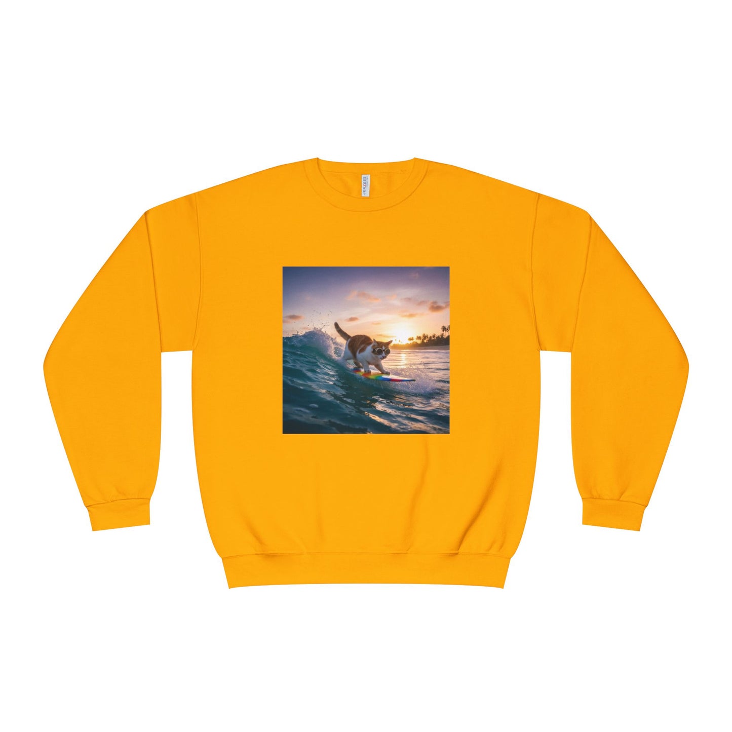 Surfing Cat Unisex NuBlend Crewneck Sweatshirt style 2