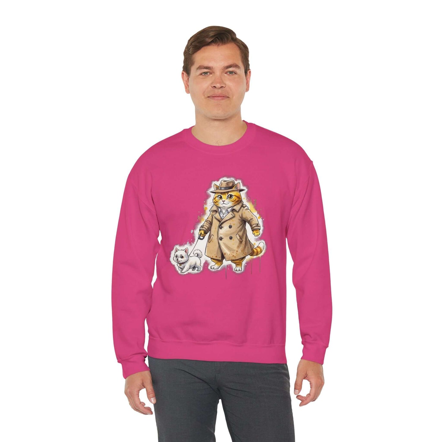 Watercolor Cat & Dog painting Unisex Crewneck Sweatshirt style 1
