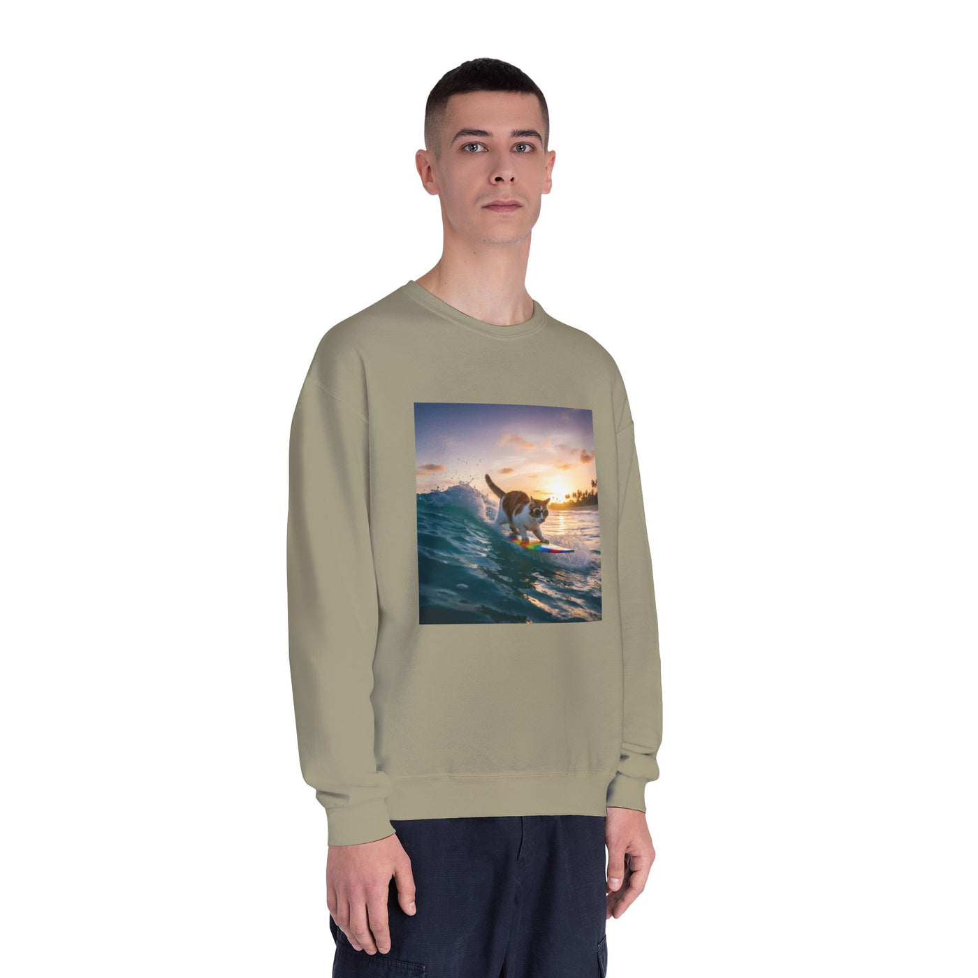 Surfing Cat style 2 Unisex NuBlend® Crewneck Sweatshirt