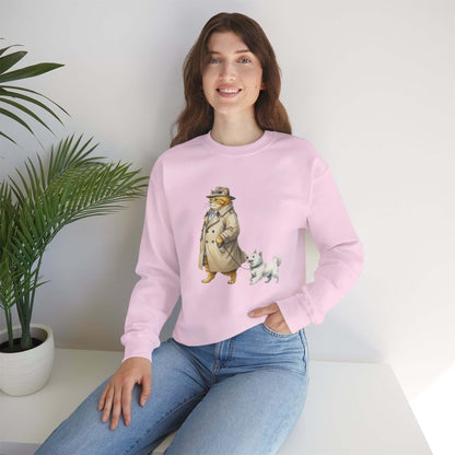 Watercolor Cat & Dog painting unisex Crewneck Sweatshirt style 2