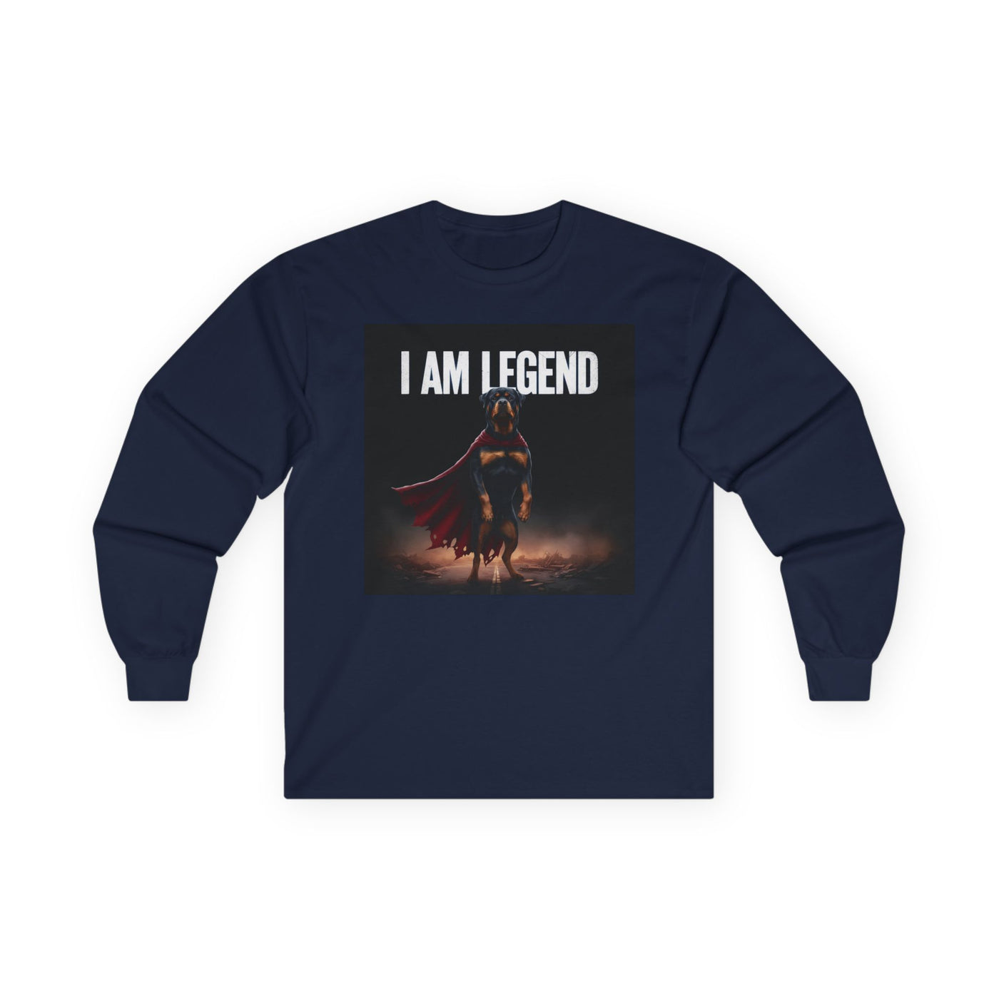 I Am Legend Dog Unisex Long Sleeve Tee - Stylish Graphic Shirt for Superhero Fans