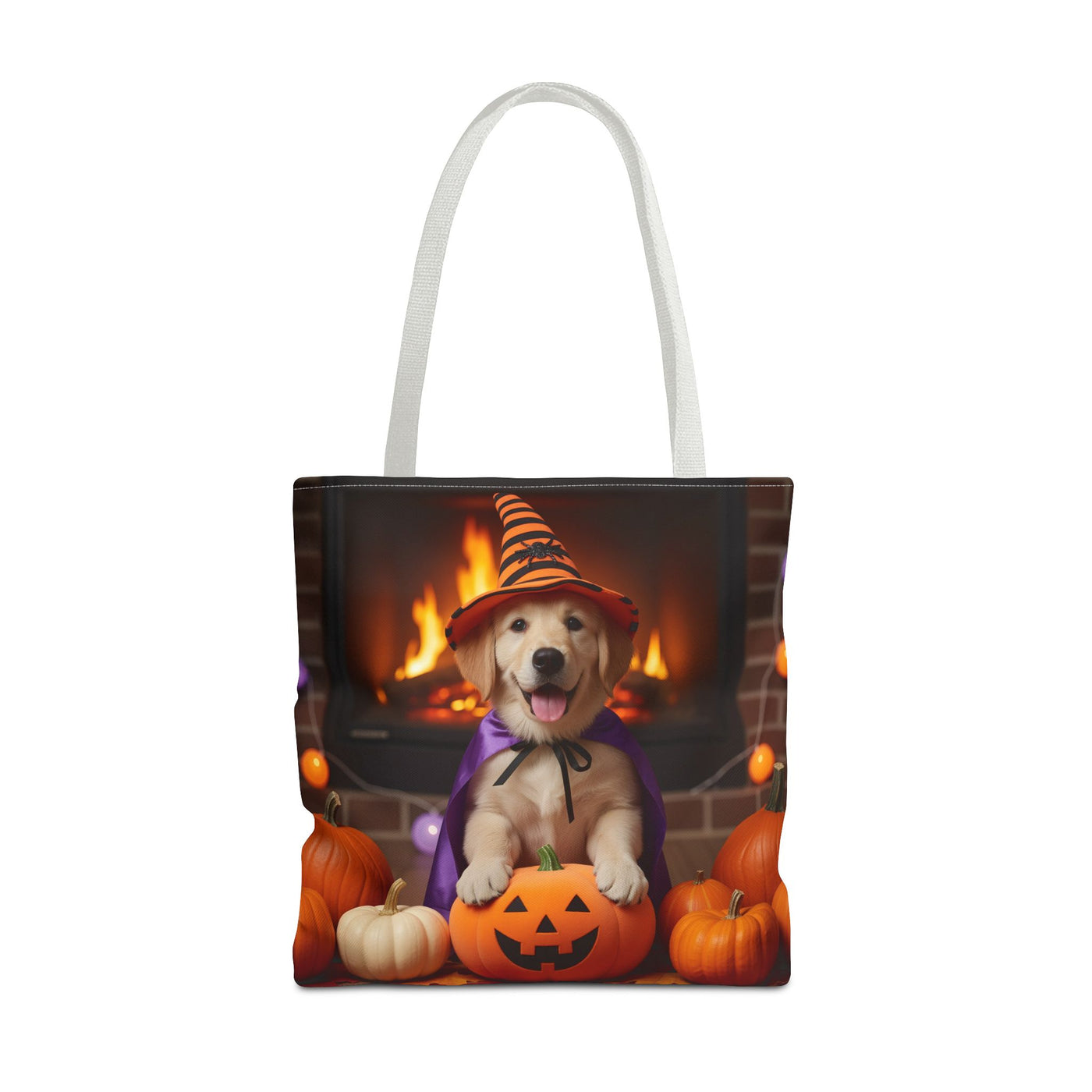 Adorable Halloween Puppy Tote Bag, Dog Lover Bag, Spooky Season Accessories, Pumpkin Patch Shopper, Cute Pet Gift