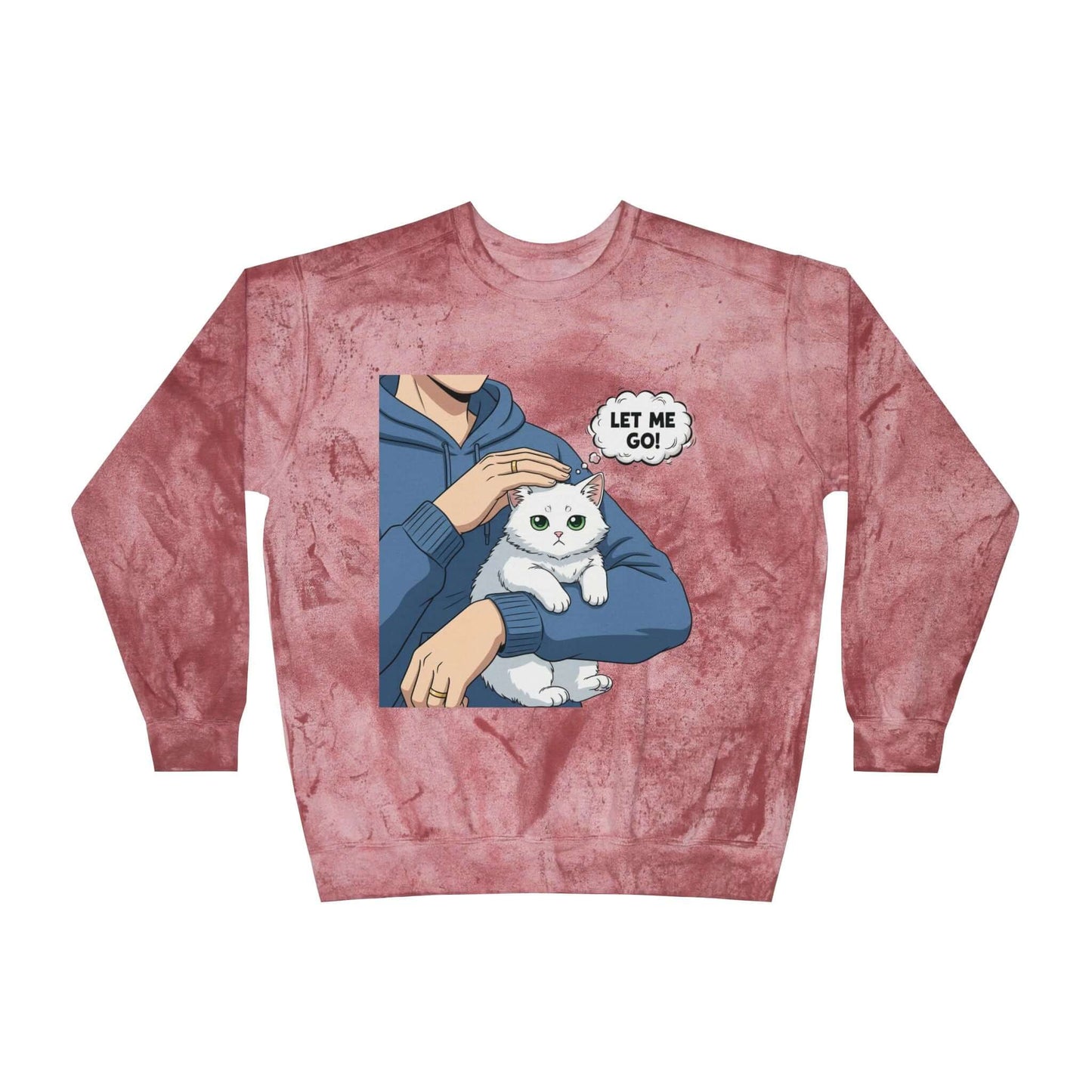 Let Me Go Cat Cozy Crewneck Sweatshirt Tie-Dye style 1