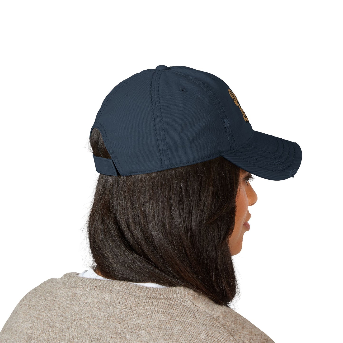 Dogs Lover Distressed Embroidered Cap Dad Hat Brown Words