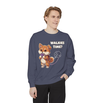 Cute Dog Walk Time style 3 Cozy Graphic Unisex Crewneck Sweatshirt