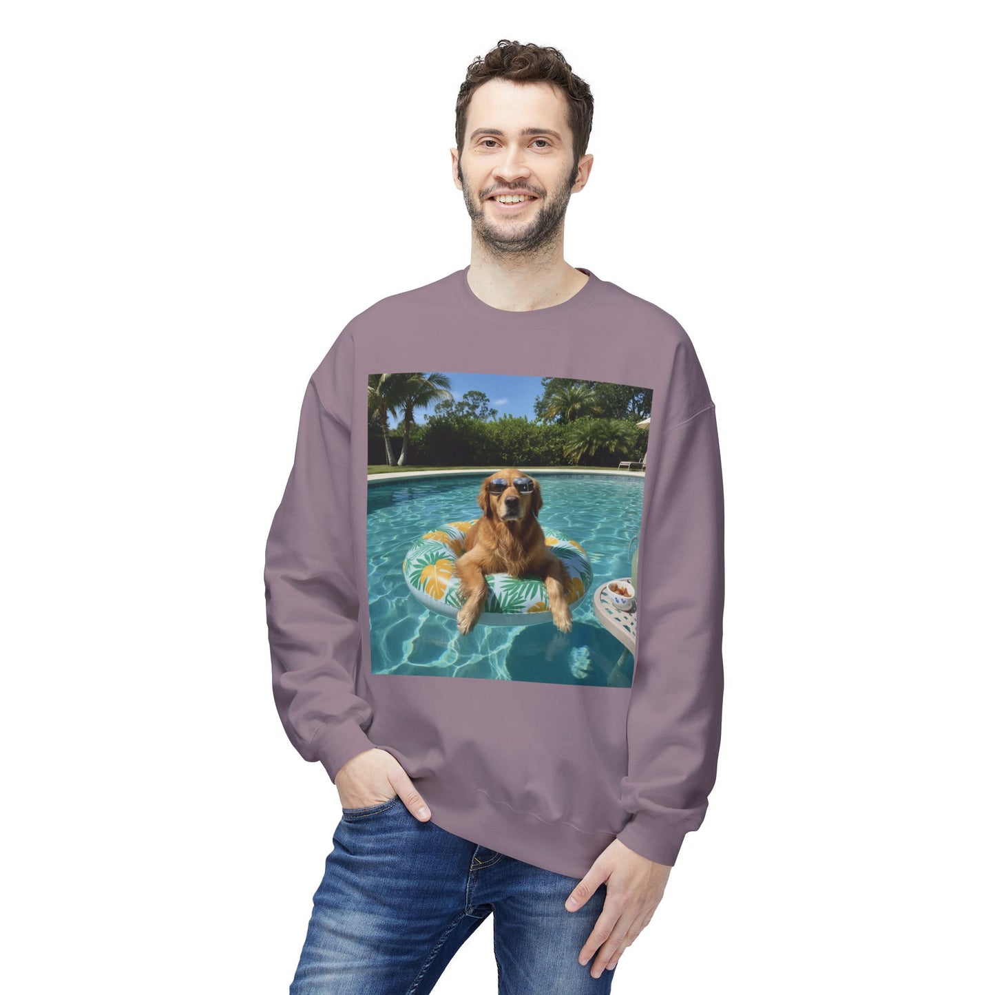 Swimming Pool Vibes Graphic Dog Unisex Crewneck Sweatshirt