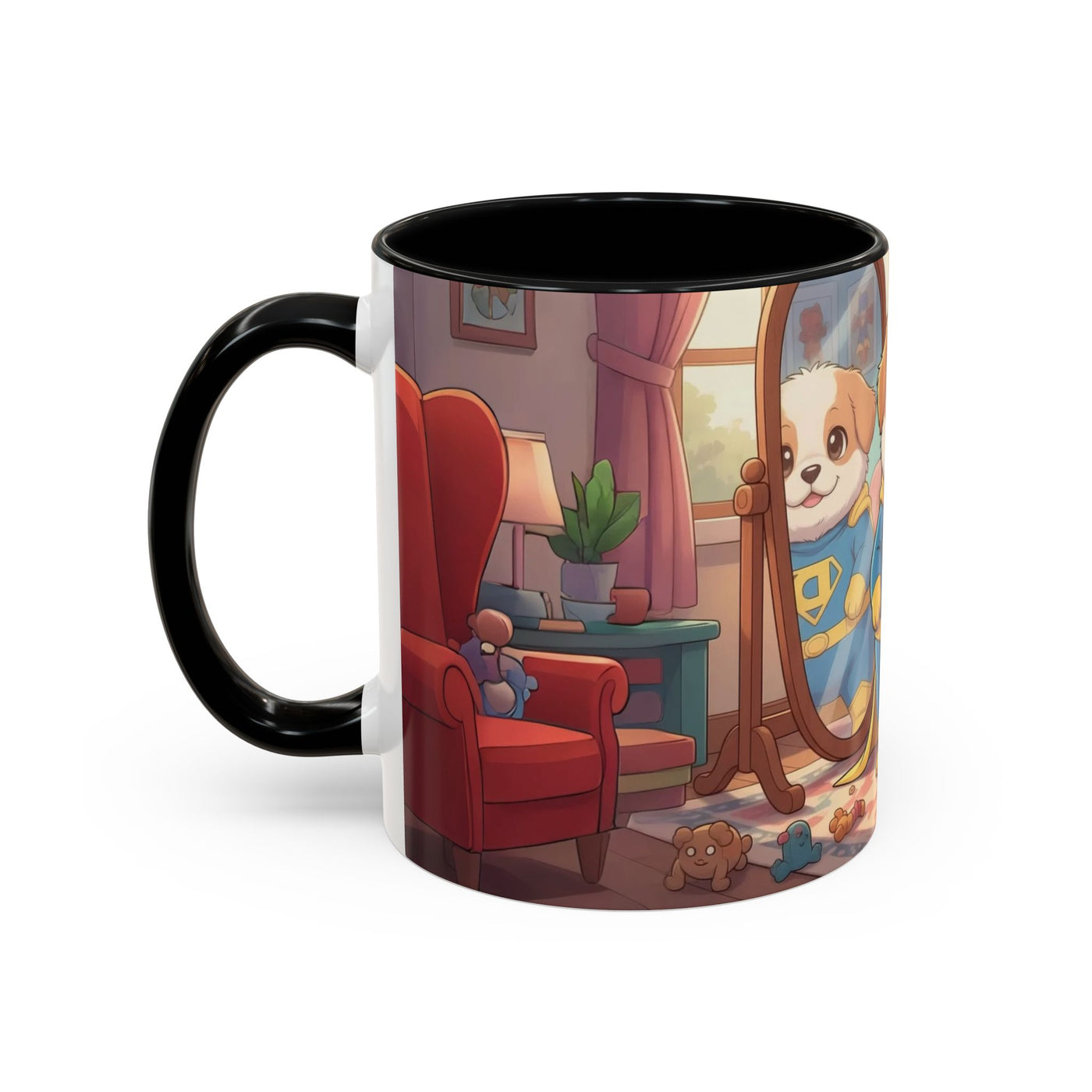 Super Pup Coffee Mug - Cute Puppy in Superhero Costume Accent Mug 11oz