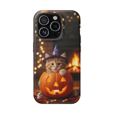 Halloween cute kitten photo style 3 Magnetic Phone Case, Cat Lover Gift, Impact-Resistant iPhone Case, Funny Pet Accessory, Unique Animal Design