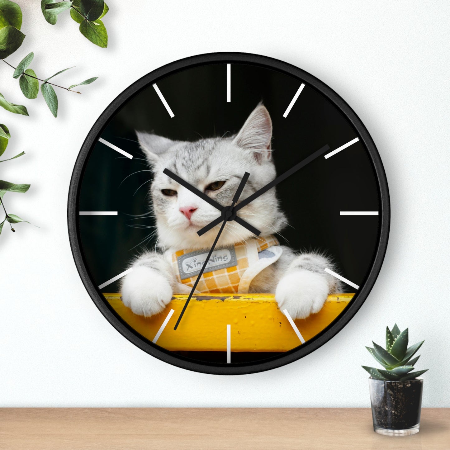 White Cat different colors Wall Clock