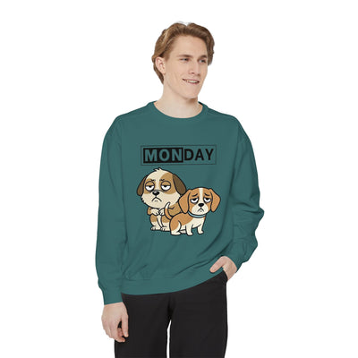 Monday Face Dog Stares Blankly Unisex Crewneck Sweatshirt style 1