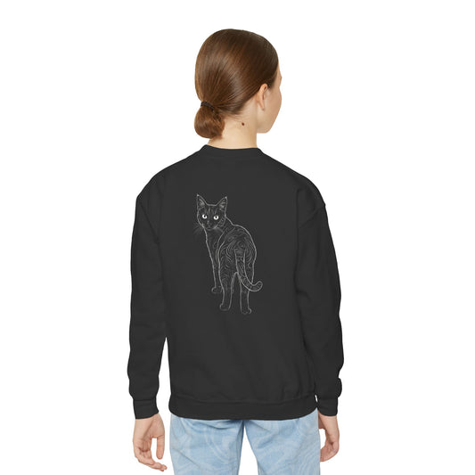 Black Cat - Cozy Unisex Youth Crewneck Sweatshirt style 1