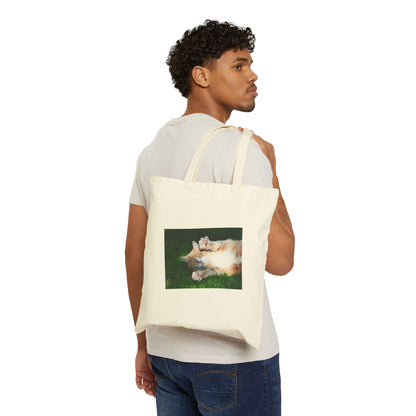 Cozy Cat Cotton Canvas Tote Bag, Pet Lover Gift, Eco-Friendly Shopping Bag, Cute Cat Art, Everyday Use, Cat Parent Essentials