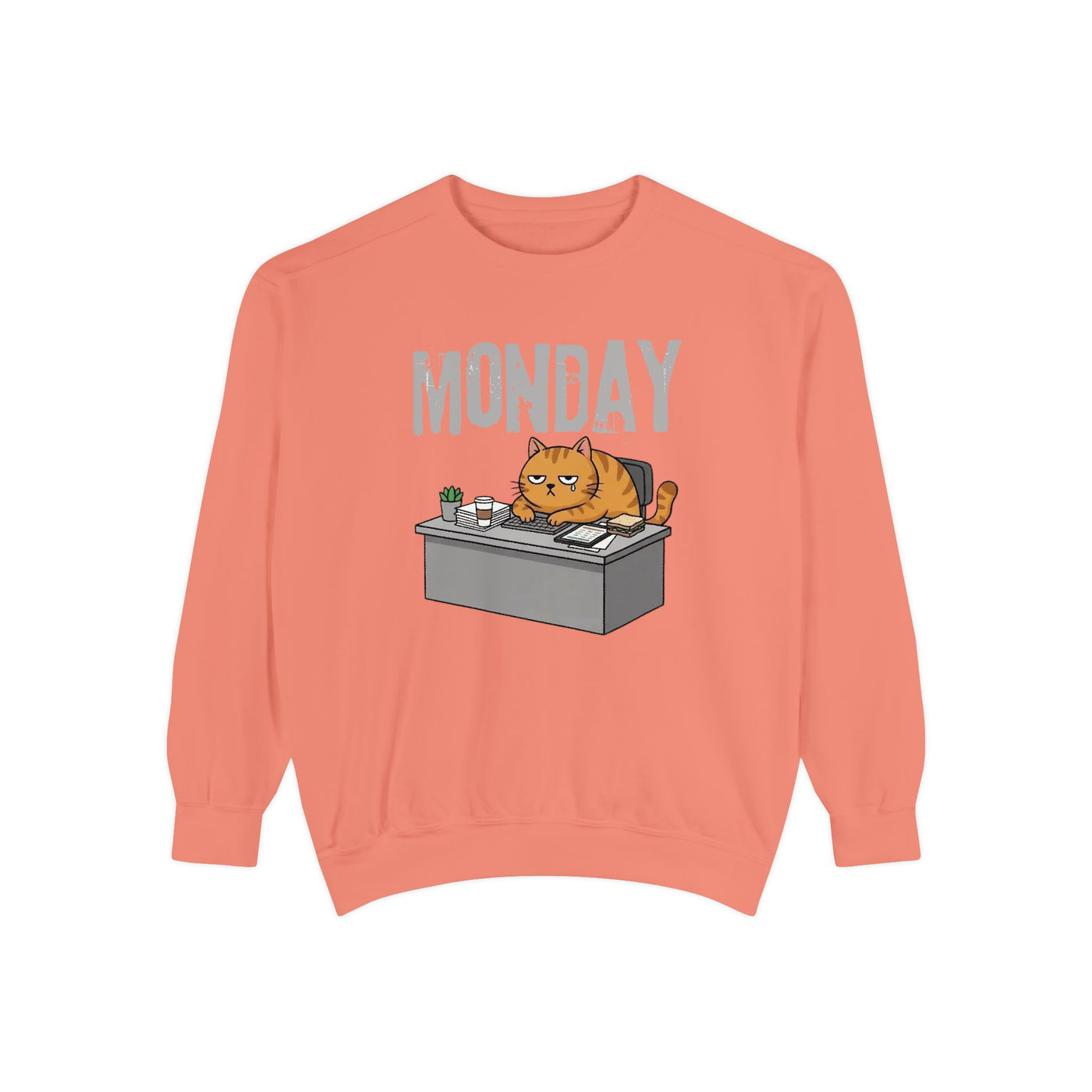 Monday Face Cat Stares Blankly Unisex Crewneck Sweatshirt style 6