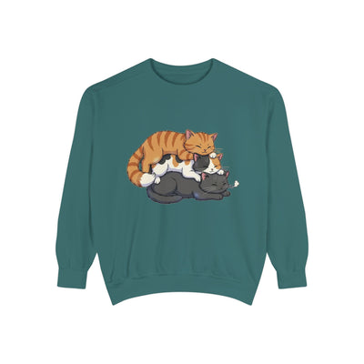 3 Cute Sleeping Cats style 6 Cozy Graphic Unisex Crewneck Sweatshirt