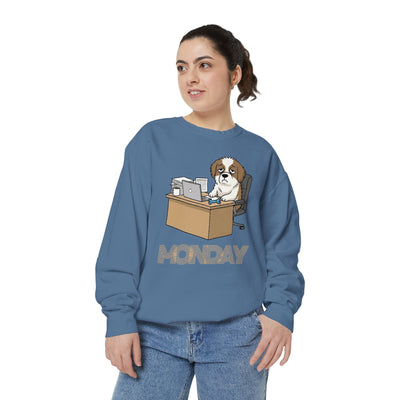 Monday Face Dog Stares Blankly Unisex Crewneck Sweatshirt style 3