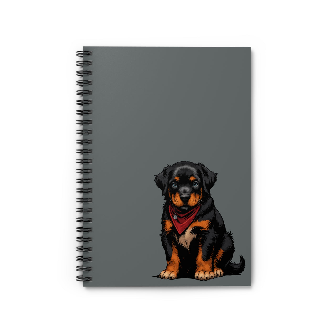 Rottweiler Spiral Notebook (Dark Grey) - Cute Dog Design, Pet Lover Journal, School Supplies, Gift for Dog Owners, Cute Stationery
