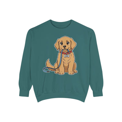 Cute Dog Walk Time style 2 Cozy Graphic Unisex Crewneck Sweatshirt