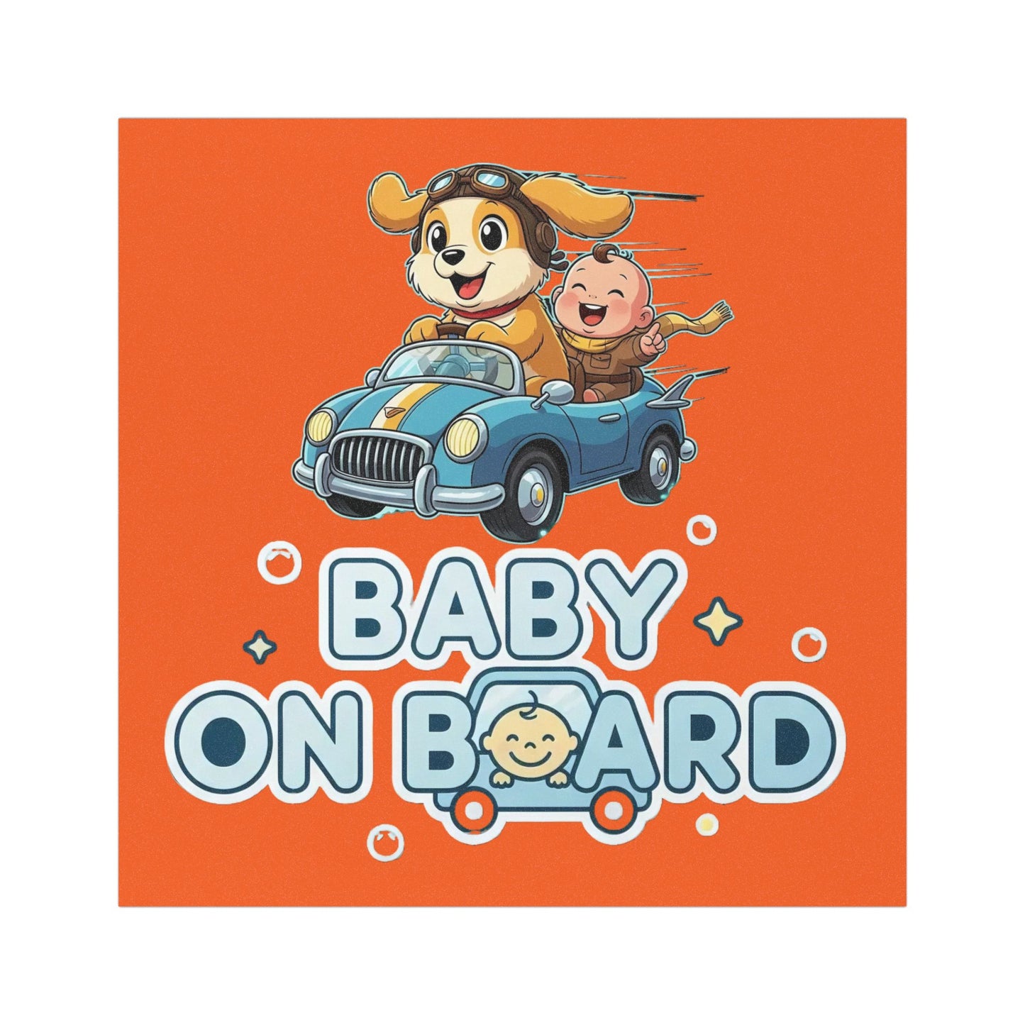 Adorable Dog Driving Baby on Board Car Magnet