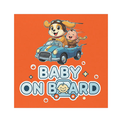 Adorable Dog Driving Baby on Board Car Magnet