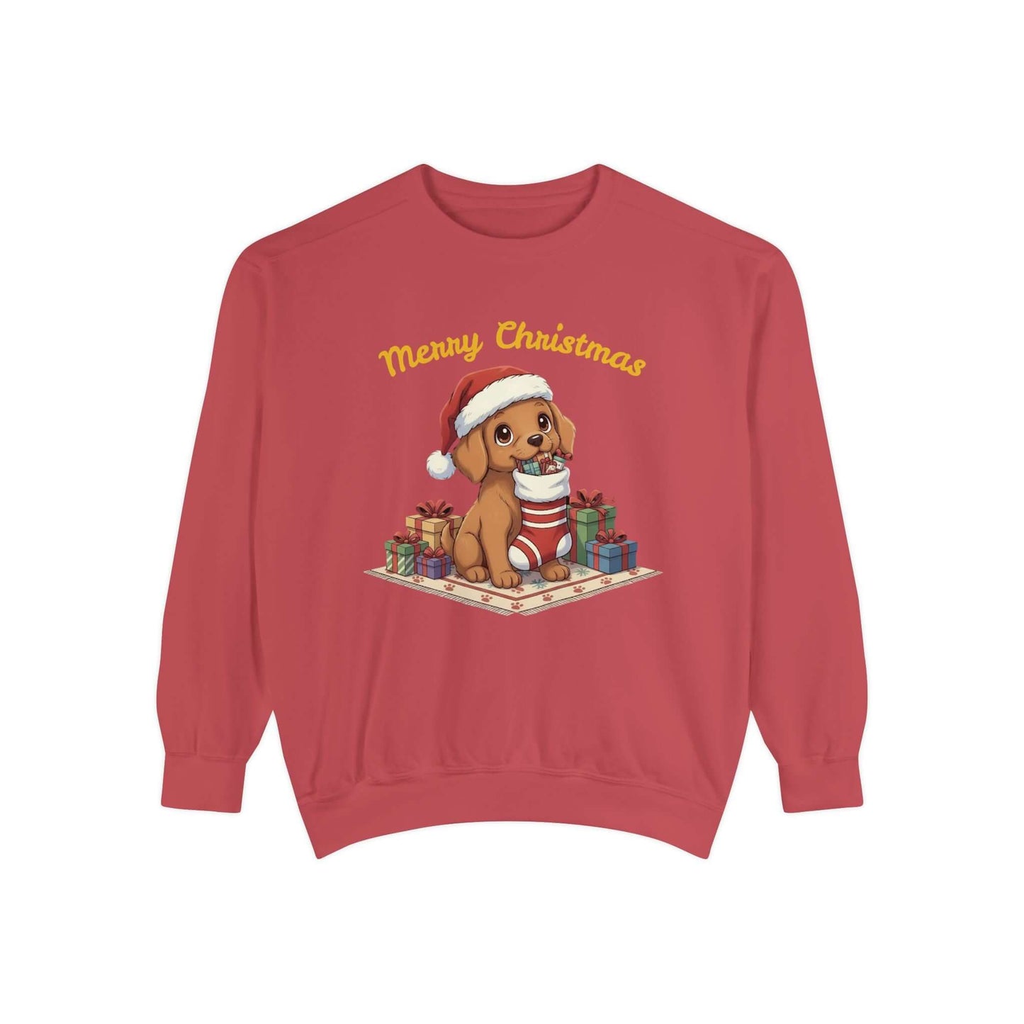 Puppy wait for Christmas presents Unisex Crewneck Sweatshirt style 2