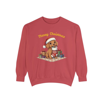 Puppy wait for Christmas presents Unisex Crewneck Sweatshirt style 2
