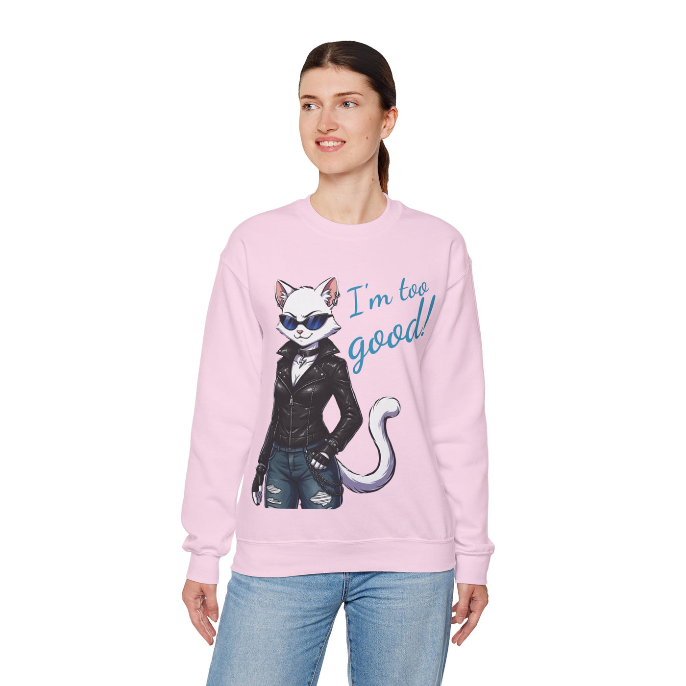 Cool Cat style 3 Unisex Crewneck Sweatshirt | Cozy Gift for Cat Lovers, Casual Wear, Unique Graphic Sweatshirt, Birthday Gift, Everyday Style