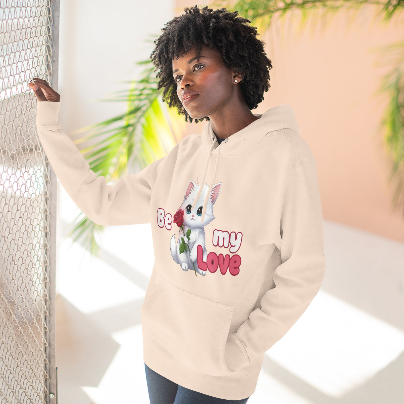 Cat Be My Love Fleece Hoodie for Cozy Comfort