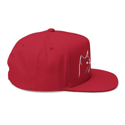 Stylish Embroidered Cat Mom Flat Bill Cap style 1