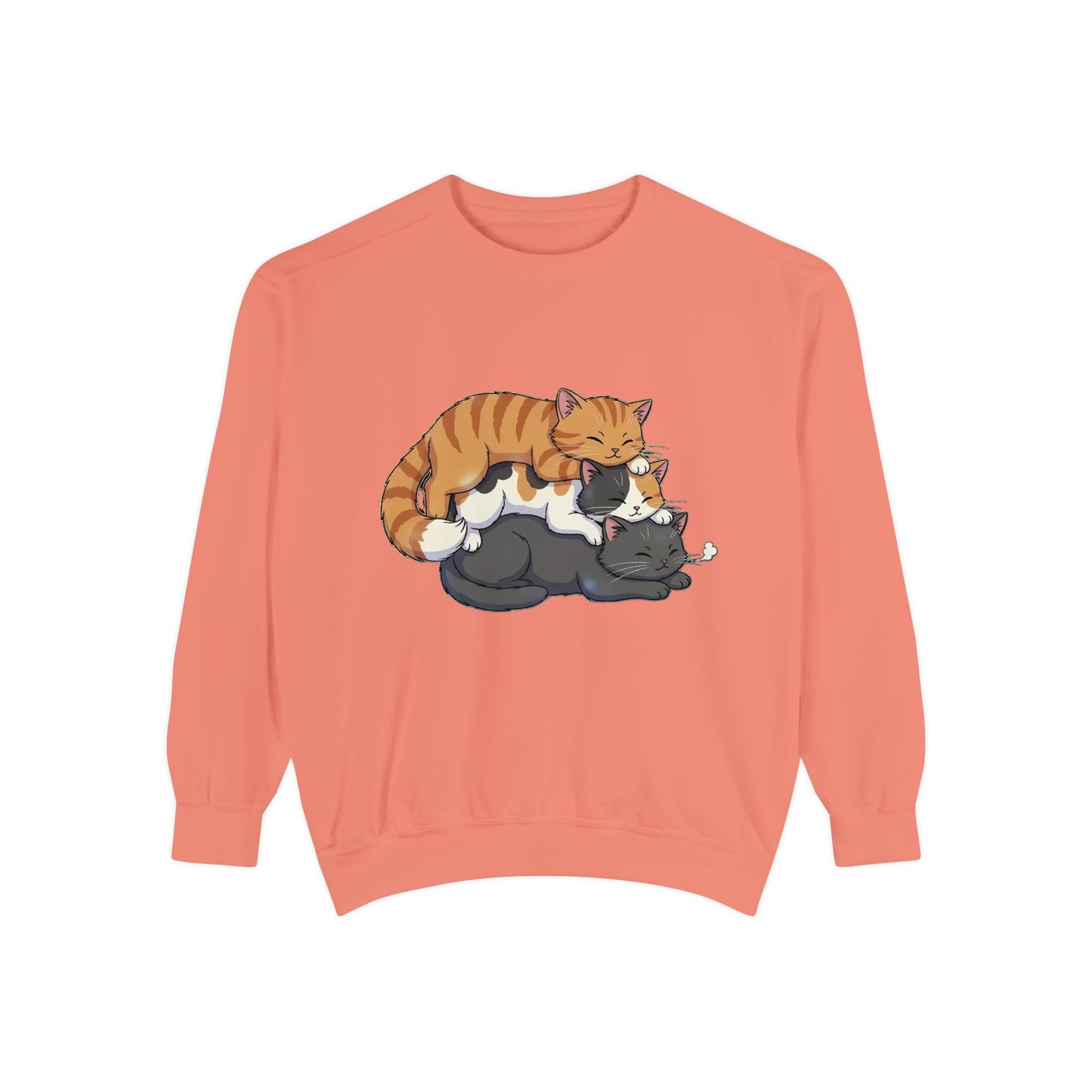 3 Cute Sleeping Cats Cozy Graphic Unisex Crewneck Sweatshirt style 6