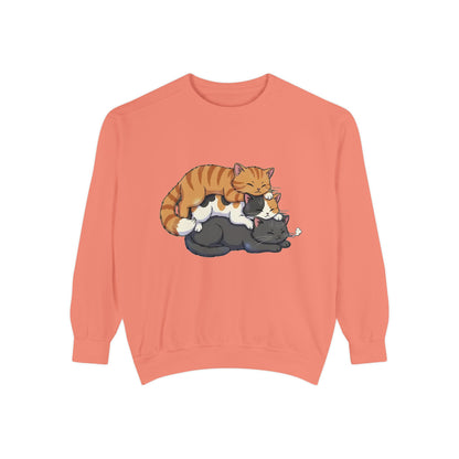 3 Cute Sleeping Cats Cozy Graphic Unisex Crewneck Sweatshirt style 6