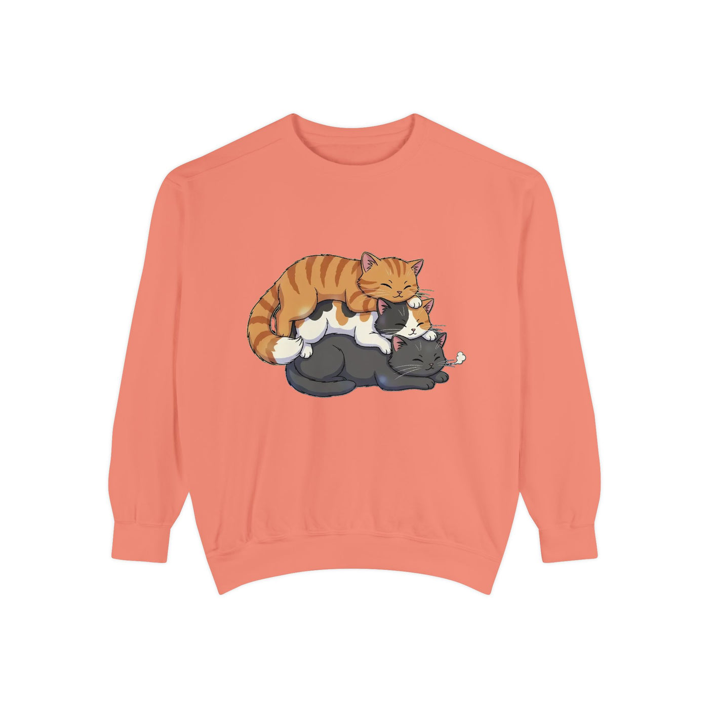 3 Cute Sleeping Cats style 6 Cozy Graphic Unisex Crewneck Sweatshirt