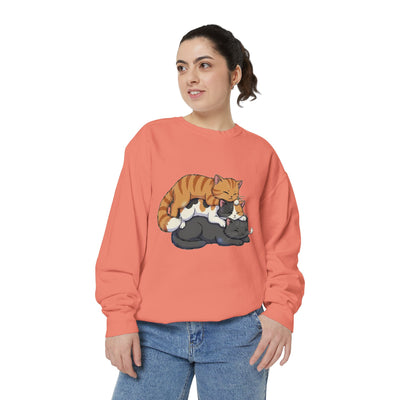 3 Cute Sleeping Cats style 6 Cozy Graphic Unisex Crewneck Sweatshirt