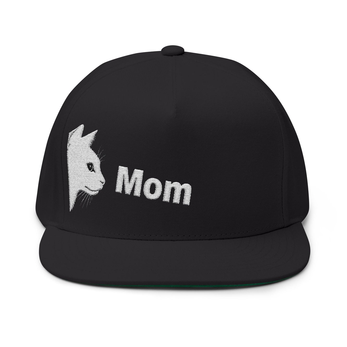 Stylish Embroidered Cat Mom Flat Bill Cap style 4